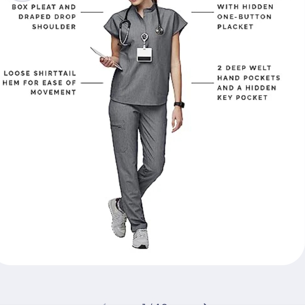 FIGS Medical Uniform for women scrub top M US, COLOR Graphite 3 pockets. - Picture 2 of 13